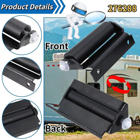 RV Slide Out Roller Replacement 276288, solid steel plate J 36, shown with front and back views for campers and travel trailers.