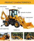 Powerful 4WD Backhoe Loader With 2.5 Meter Digging Depth, Heavy Duty Excavation Gear showing components like cabin and loader bucket