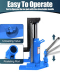 Heavy Duty Hydraulic Toe Jack Featuring 20 Ton Capacity And Rock Solid Steel Construction Perfect For Auto Bridge Projects with unloading valve and rotating rod.