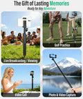 Golf Tripod And Selfie Stick Kit for Real Swing Training and Recording with ground spike used in different scenarios
