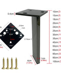 Tough As Nails 4 Pack Stainless Steel Furniture Legs Rock Solid Table Risers For TV Stand Ottoman Cabinet DIY Replacement Metal Feet With Rubber Pads 60 Cm 23.6 Inch showing dimensions and screws.