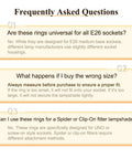 FAQ on Black E26 Lamp Shade Collar Rings Set Threaded Reducer 1-3/8 Inches And 1-1/2 Inches Hanging Lamp Holder Parts 4 Pcs Kit