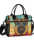 Insulated Lunch Bag Cooler Tote For Outdoor Picnics And Camping, Reusable Shoulder Bag With Detachable Strap featuring dog graphic