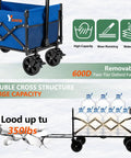 Collapsible Folding Wagon With Tailgate For 300lbs Heavy Duty Load shown with high-capacity oxford fabric and bottles