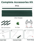 Garden Hoops for Raised Beds and Greenhouses, 24 Pack DIY Kit with detailed components and instructions