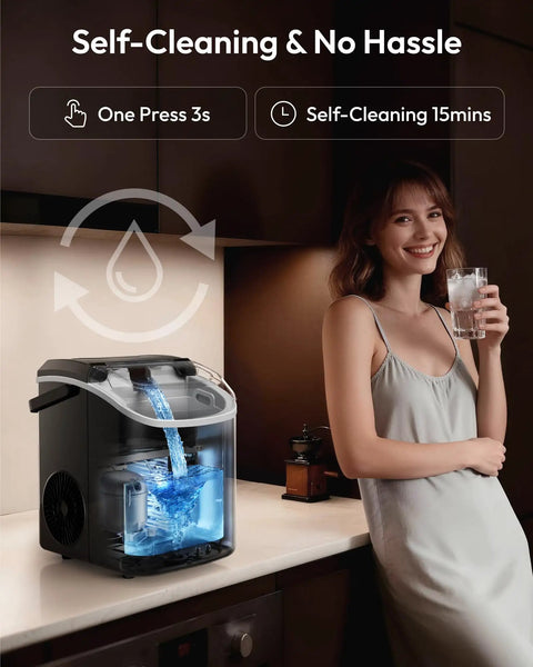 Countertop Nugget Ice Maker With Handle Ready In About 6 Minutes Produces Up To 35 Lbs Per Day Auto Clean Removable Top Cover