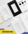 Heavy Duty 2 Gang White Decorator Light Switch And Outlet Wall Plate Cover Built From Slam Proof Polycarbonate Thermoplastic To Kick Heat And Fade To The Curb For Super Smooth Daily Install Jobs. Multiple configurations in various colors.