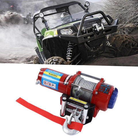 Heavy Duty 4500lb Electric Winch Kit With Roller Fairlead And Remote Control For Trucks Trailers SUVs on off-road vehicle.
