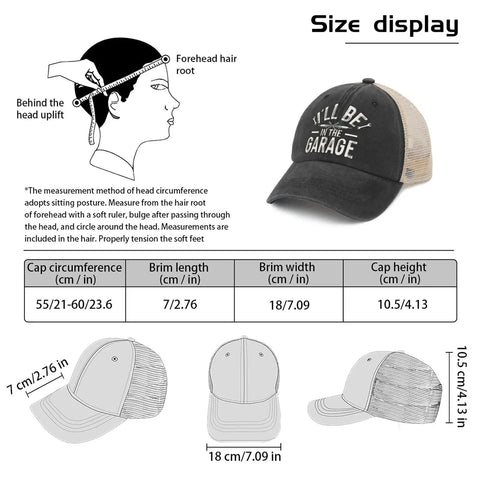 Breathable Trucker Cap For Men And Boys Adjustable Buckle Dope Casual Hat For All Seasons Lightweight Comfort Standout Style For Everyday Outdoor Wear with size display and measurements