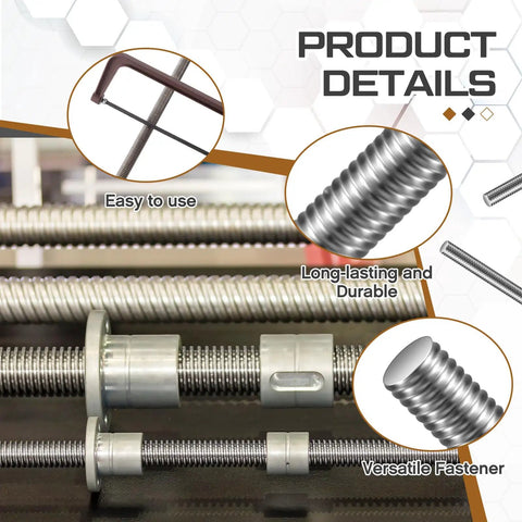 Four Pack One Quarter Inch Twenty Full Thread Stainless Steel Rod Thirty Six Inches Long Heavy Duty Fastener DIY Project Essential Built Different Ready To Tackle Any Home Repair No Sweat Guaranteed showcasing product details.