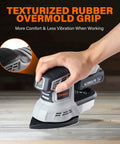 Cordless 20V Max Random Orbital And Detail Sander With 2.0A Battery And Charger, rubber grip feature, hand operation