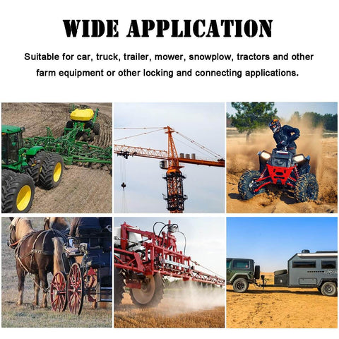 Beefy Heavy Duty Lynch Pin Kit With 10 Lock Pins For Farm Tractors Trailers Trucks And Lawn Mowers use collage image