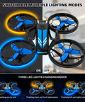 Lit RC Drone With Auto Hover and Headless Mode Quad Copter With LED Lights showing switchable lighting modes