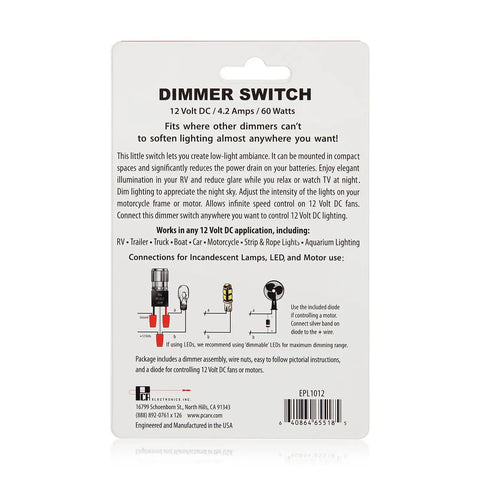 Slick 12 Volt Dc Dimmer Switch For Tight Led And Halogen Control In Rvs Trucks And Marine Gear With Rock Solid Long Shaft Assembly and wiring instructions.