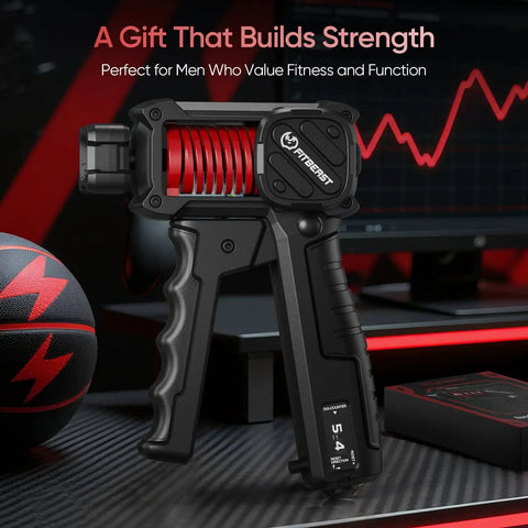 Grip Strength Trainer With Built-In Counter And Oversized Ergonomic Handle, Adjustable 30-130 Lb Hand Gripper For Forearm Training