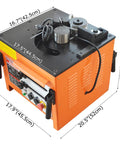 Job Site Ready 1/4 To 1 Inch Electric Rebar Bender With Dual Foot Switch For Heavy Duty Construction Tasks And Effortless 0 To 180 Degree Steel Bending 1700 Watt Beast from top angle showing dimensions and features.
