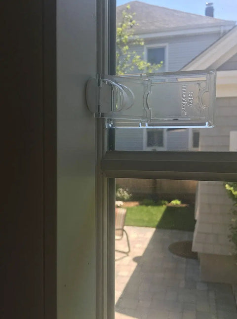 Kids Safe Window And Door Locks 4 Pack For Babyproofing Your Home Stops Windows Sliding Glass Doors Shower Doors And Closet Sliders From Opening Easy To Install Durable Childproofing Solution For Parents installed on a window