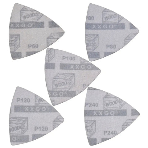 Pro Grade Triangle Oscillating Multitool Sanding Pads Set, 90 mm 3-1/2 Inch, 100 Pcs Assorted Grit 60 80 100 120 240, Aluminum Oxide, Hook and Loop, Fits Triangle Pads For Wood Metal Plaster Polishing and Smoothing