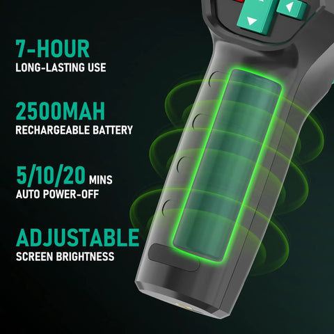Close-up of High Resolution 240x240 Thermal Imager With 25 Hz Refresh Rate, showing battery life and features.