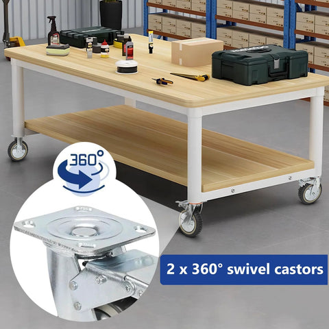 Heavy-duty workbench on 8 inch solid caster wheels set of 4 with brakes for heavy duty trolleys and workbenches non slip swivel castors