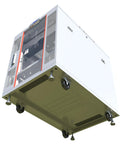 No Sweat 18U Floor Standing Server Rack In Gray At 35 Inch Depth with view of removable side panels and wheels.