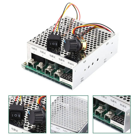 DC Motor Speed Controller With Digital Display And Reversible Drive For Industrial Automation And DIY Projects, 10V To 55V Input, 60A Capacity, Clear Speed Readout, Easy Direction Change, Rugged Circuit Board, metal enclosure
