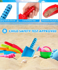 15 Pack 8 Inch Colorful Beach Sand Shovels For Kids Bulk Set Kid Friendly Sand Tools in sand with child safety approval badge.