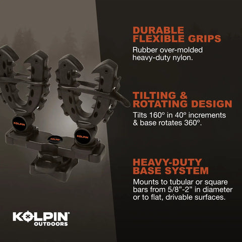 Rhino Grip XL Double Set Pair For ATV Gear Mounts, 360 Degree Rotating, heavy-duty nylon with flexible grips description.