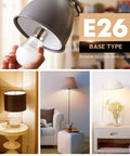 3W Led Bulb, 25W Incandescent Equivalent, 2700K Warm White, E26 base inserted in lamp, cozy lighting in various settings