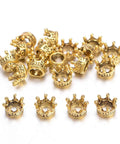 20 Pieces Solid Metal King And Queen Crown Big Hole Bracelet Connector Beads For Jewelry Making Tarnish Resistant Plating In 18K Gold