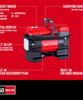12V Tire Inflator Portable Air Compressor With Digital Gauge Auto Shut Off LED Light 150 PSI features and components