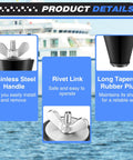 2 Pack Rubber Boat Drain Plugs For 1/2 To 1 Inch Holes with stainless steel handle and long tapered rubber plug, product details