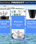 4 Pack Rubber Boat Drain Plugs With Stainless Steel Heads Fit Half Inch To One Inch Holes Long Tapered Stopper product details