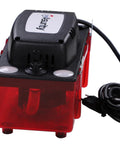 Front view of DiversiTech ULTRACP-22 automatic condensate pump with red translucent reservoir and black top.