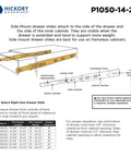 Diagram of Beefy Heavy Duty Steel Drawer Slide Three Section Full Extension Self Close Side Mount Ball Bearing Cadmium Finish 100 Lb Capacity 1 Pair.