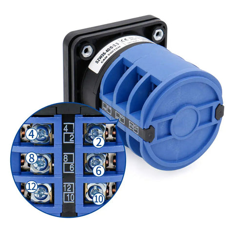 Heavy Duty 40A 660V 4-Position 3-Phase Rotary Cam Switch With 12 Terminals 0-1-2-3 Off-1-2-3 industrial unit
