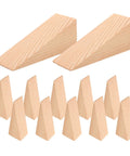 Wooden Triangle Door Stopper Wedges 20 Piece Non Slip Door Stops for Home and Bathroom, shown on white background.