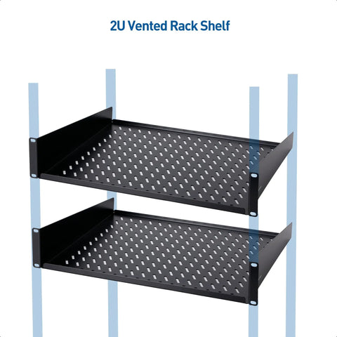 Beefy 2U Server Rack Shelf Built Tough Fits Standard 19 Inch Racks With A Rock Solid 55 Lb Rating And Long 15 Inch Deck For Parking Networking Gear In Matte Black