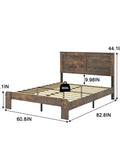 Built Like A Tank Queen Bed Frame With Headboard And Footboard Featuring Solid Wood Slats And Reinforced Legs Giving You A Rock Solid Foundation For Deep Sleep Sessions In Rich Dark Brown dimensions and durability information.