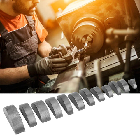 Mechanic using lathe with 135 Piece Woodruff Key Assortment Kit with 21 Half Moon Key Sizes for machinery repairs