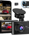 4K Front And 2.5K Rear Dash Cam With Free 64GB Card Included 5.8GHz WiFi Built In Night Vision G Sensor Display