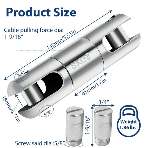 Heavy Duty Ball Bearing Swivel Cable Pulling Grip Conquers Stubborn Wire Snarls With Rock Solid Steel Build For Smooth Cable Feeds And Zero Fuss On Busy Job Sites, showing dimensions and weight.