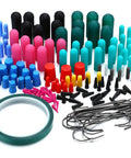Pro 186 Piece Powder Coating Plug And Tape Kit With Silicone Rubber Tapered Caps In 8 Sizes From One Sixteenth To Three Quart Inches For Perfect Masking And High Temp Painting Jobs, assorted silicone plugs and tape