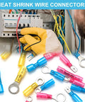 120Pcs Heat Shrink Connectors Kit Waterproof Crimp Terminals Auto And Marine All In One Pro Grade Wire Wiring Terminal Set With Ring Fork Spade Connectors And Heat Shrink Butt Terminals, ring and spade terminals