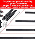 GOINGMAKE track saw parallel guide system with micro-adjust flip stop; black guide rails and clamps for Festool/Makita