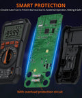 Go To Digital Multimeter With True RMS, 9999 Counts, front view with circuit board and open casing