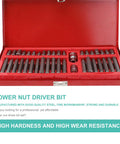 40 Piece T Handle Hex Wrench Combo Kit With Spline Drive And Dual Hex Socket Bits for Auto Repair Garage Essentials in red case.