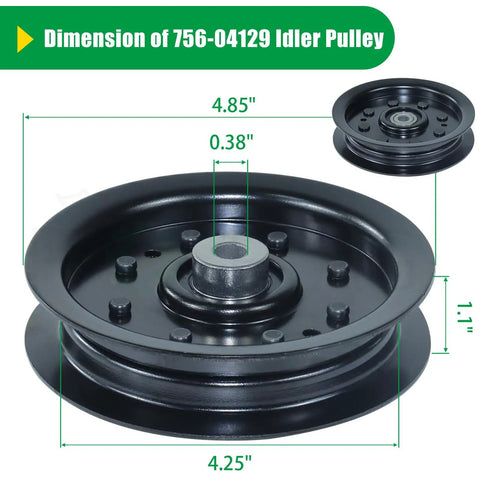 Two Pack Idler Pulley Kit 4.25 Inch Drop In Replacement For Cub Cadet RZT 50 LTX 1040 LT1045 LTX 1050 Decks with dimensions