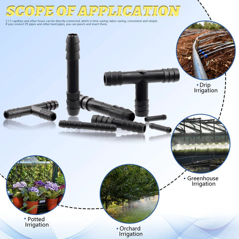 Black nylon vacuum hose connector set, 113-piece, 12 sizes, with T and elbow fittings for automotive tubing.