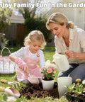 Kid Friendly Hands On Garden Tool Set For Toddlers With Pink Tote Bag Apron Gloves Shovel Rake Cultivator Watering Can